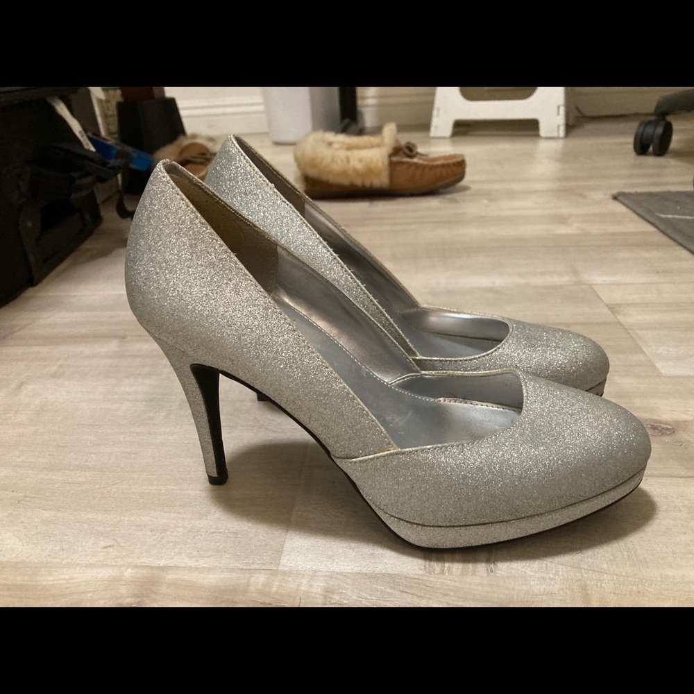 Sparkly silver heels